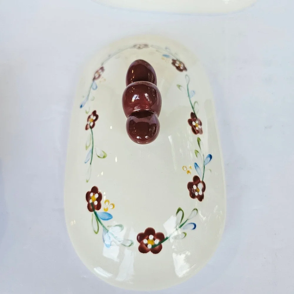 Nonni's Ceramic Biscotti Jar Floral Hand Painted Cookie Canister Farmhouse Decor
